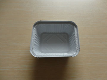 Контейнеры алюминиевой фольги прямоугольника с крышкой для хранения белого покрынного 450ML еды